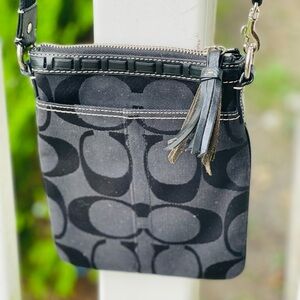 Coach brown python snakeskin leather suede swingback hipster crossbody bag